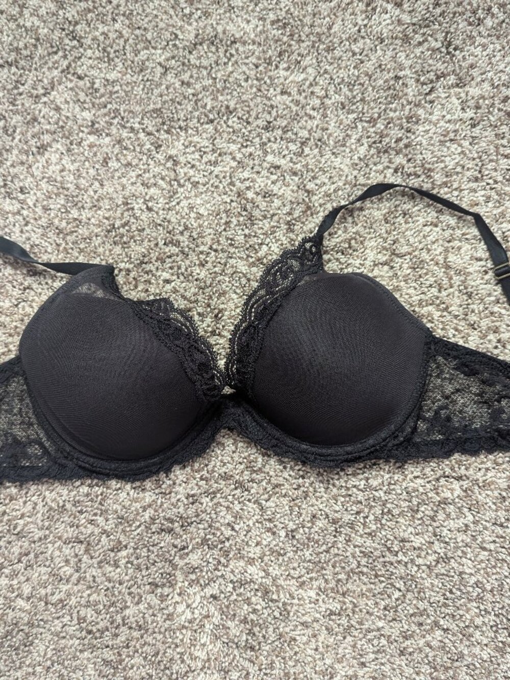 Natori Black Lace Mesh Underwire Bra 34D Floral Sexy Full Coverage